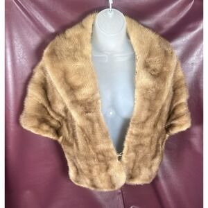 Womens Tan Brownish Fur Multifunctional Mink Cape Shawl/Wrap